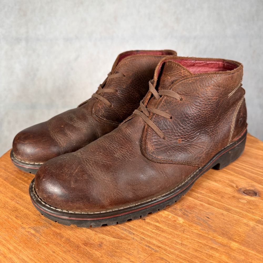 Clarks Chukka Boots Mens 12W Brown Good Leather Lug Sole Desert Ankle 78596
